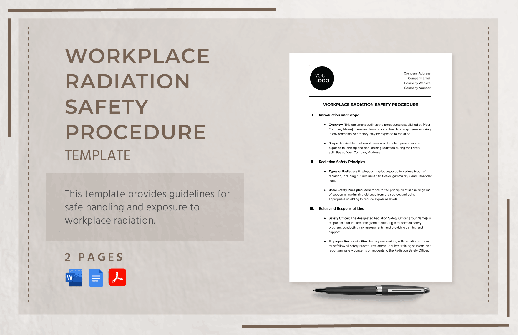 Workplace Radiation Safety Procedure Template in Word, Google Docs, PDF