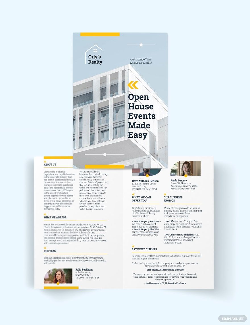 Rental Listing Bi-Fold Brochure Template in Word, Google Docs, Illustrator, PSD, Apple Pages, Publisher, InDesign