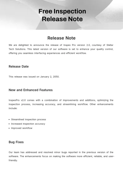 Free Inspection Release Note Template to Edit Online