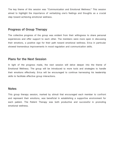Free Group Therapy Case Note Template to Edit Online