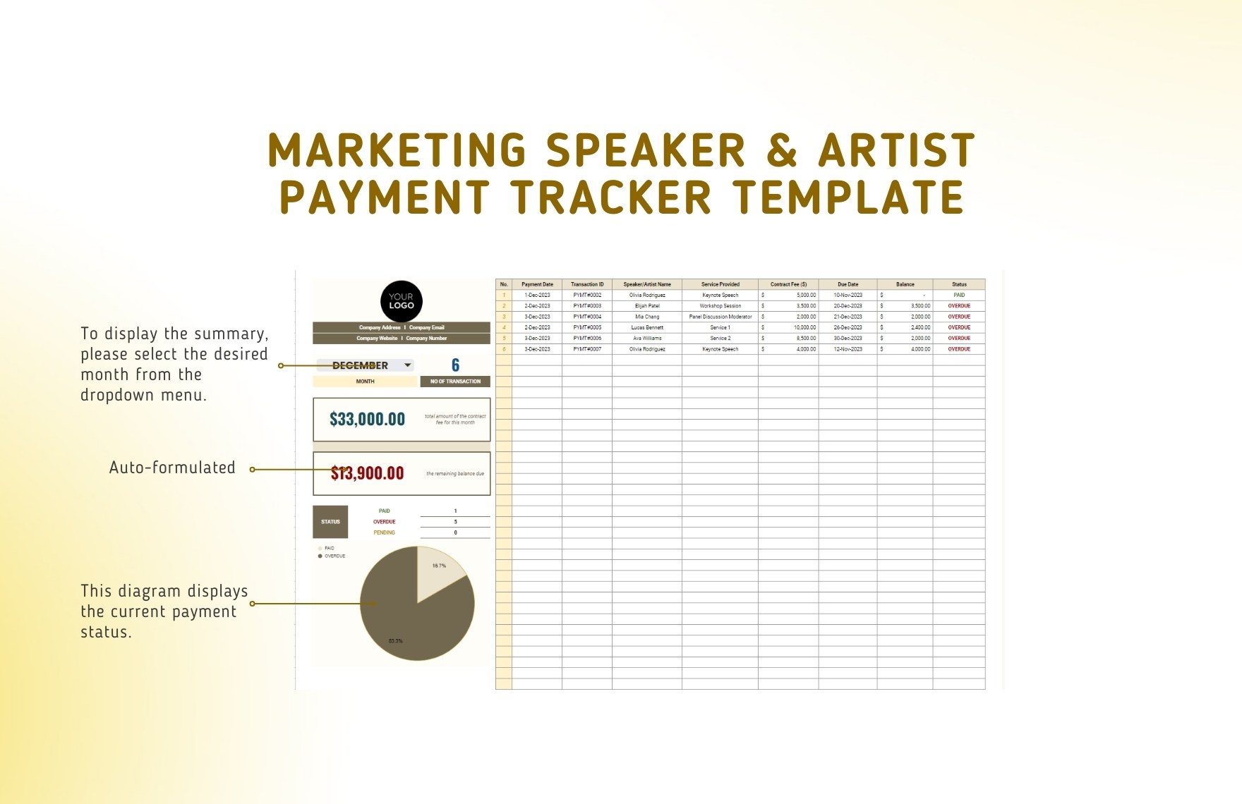Marketing Speaker & Artist Payment Tracker Template