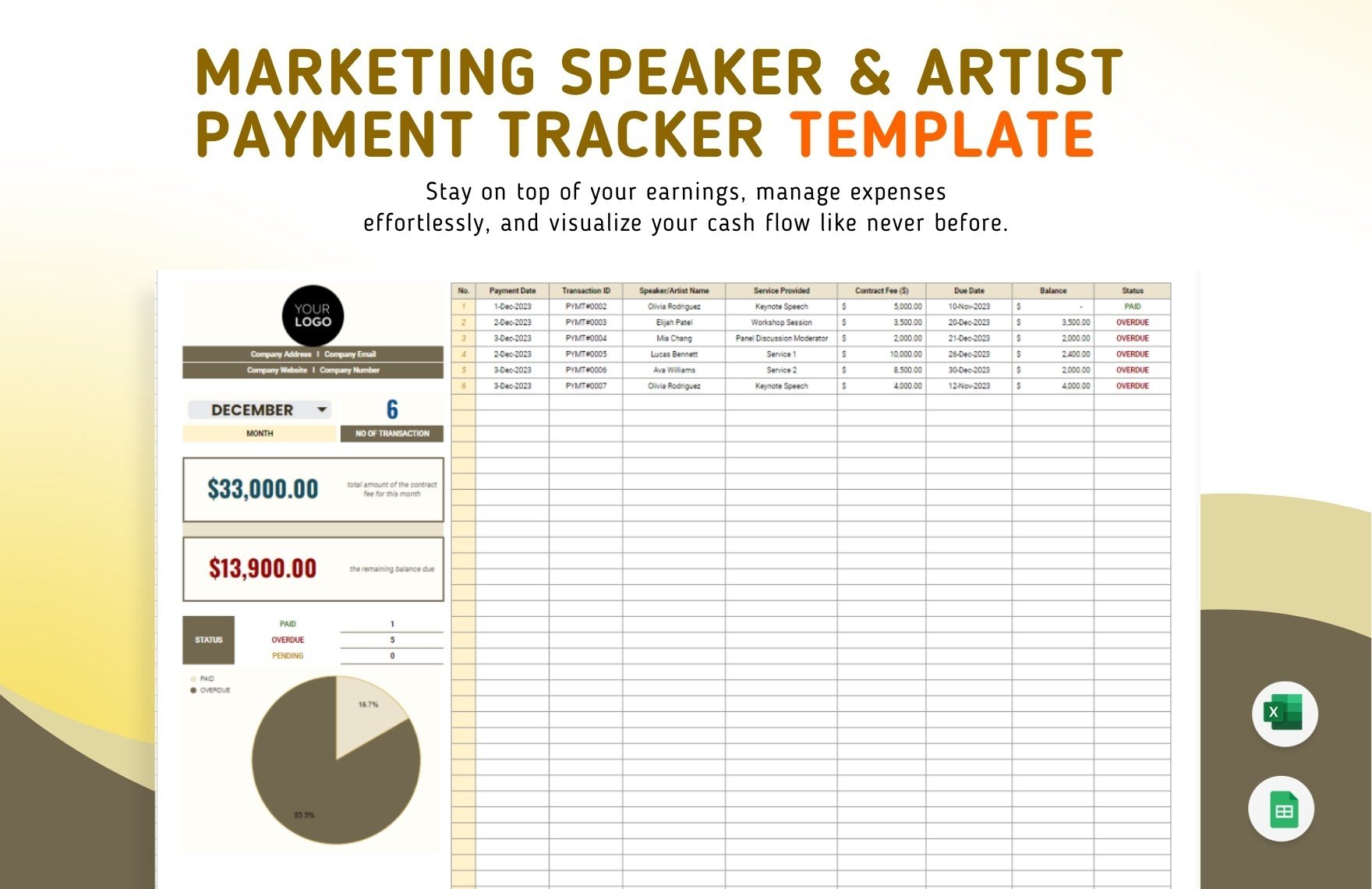 Marketing Speaker & Artist Payment Tracker Template