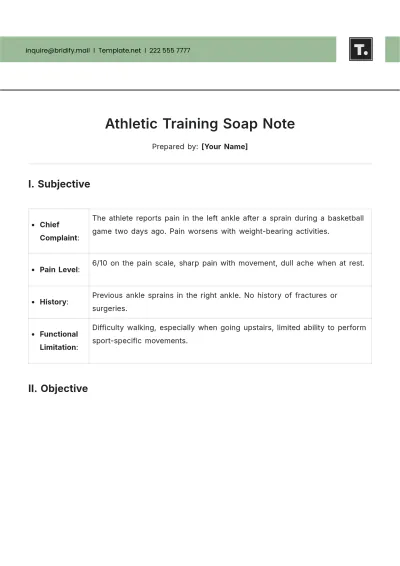 Free Athletic Training Soap Note Template to Edit Online