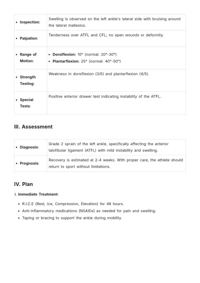 Free Athletic Training Soap Note Template to Edit Online