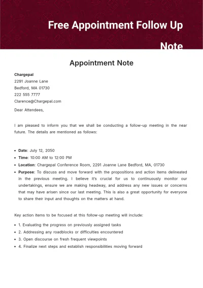 Free Appointment Follow Up Note Template to Edit Online