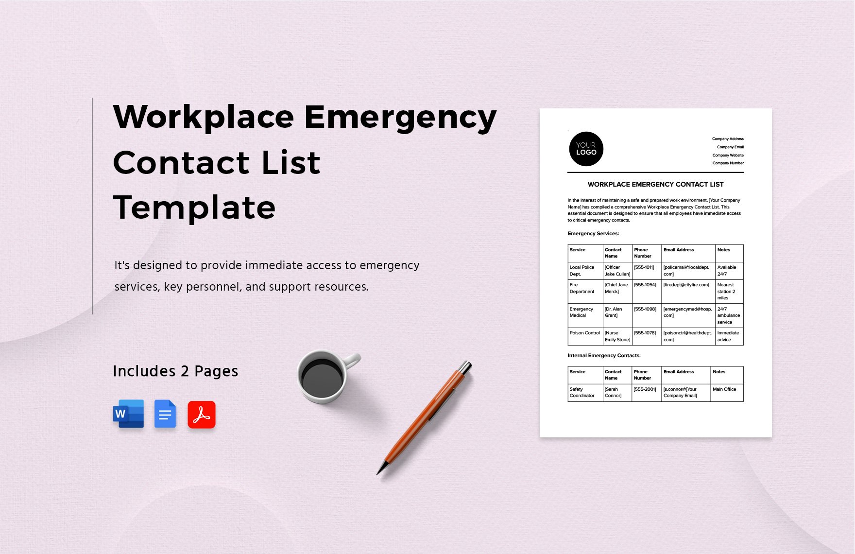 Workplace Emergency Contact List Template