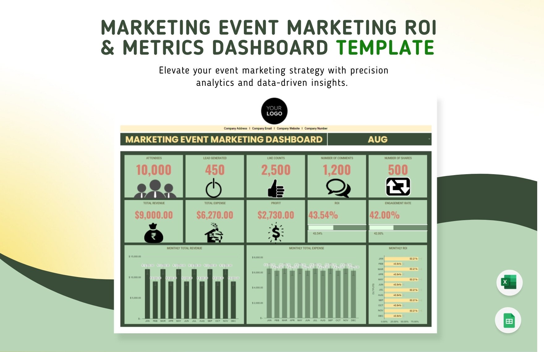 Marketing Event Marketing ROI & Metrics Dashboard Template