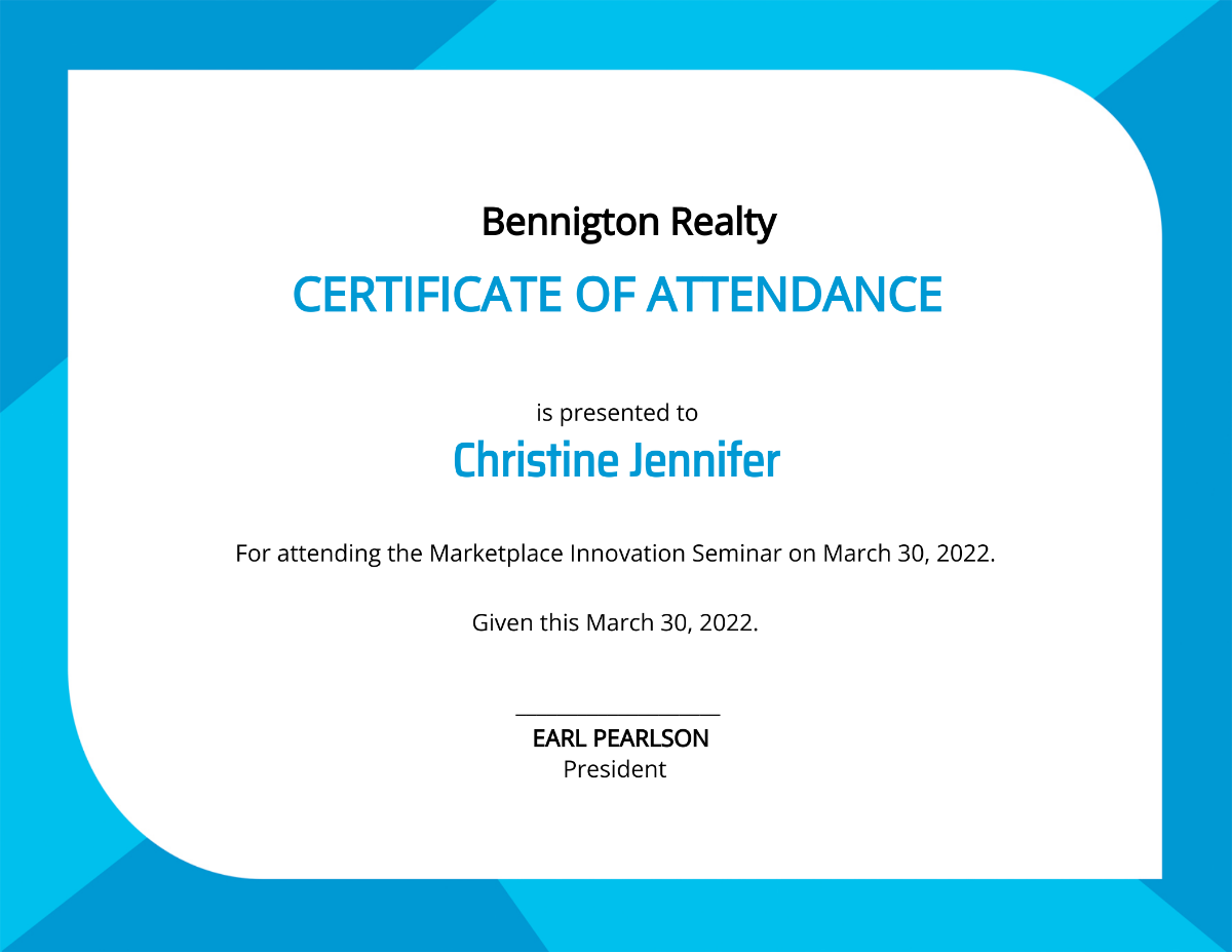 Seminar Attendance Certificate Template