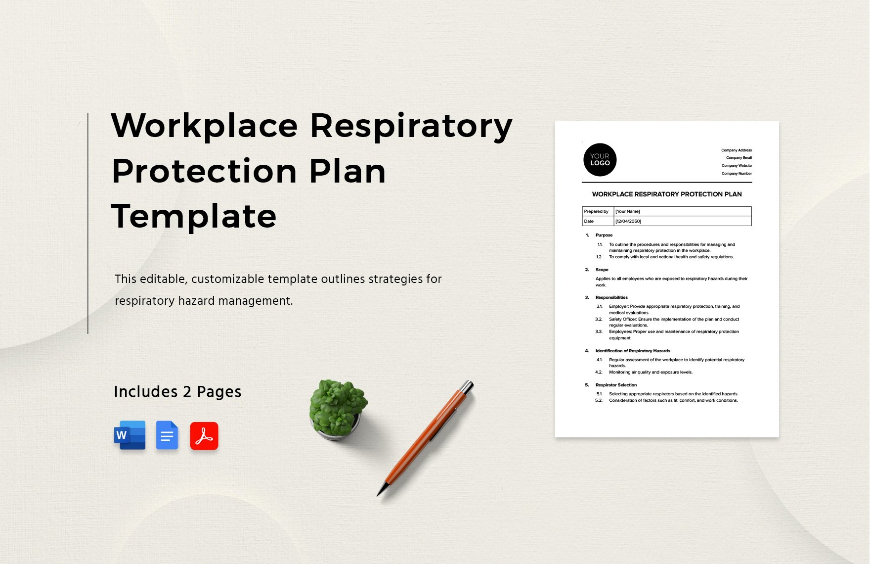 Workplace Respiratory Protection Plan Template