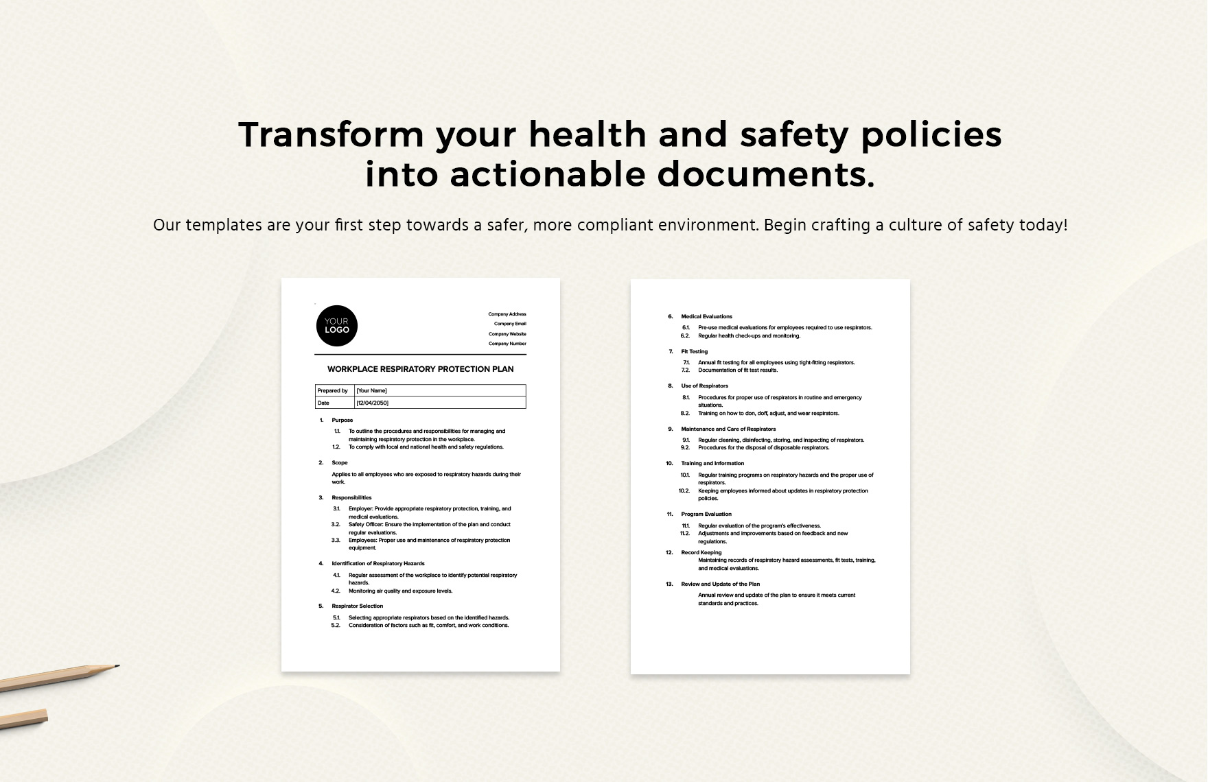 Workplace Respiratory Protection Plan Template