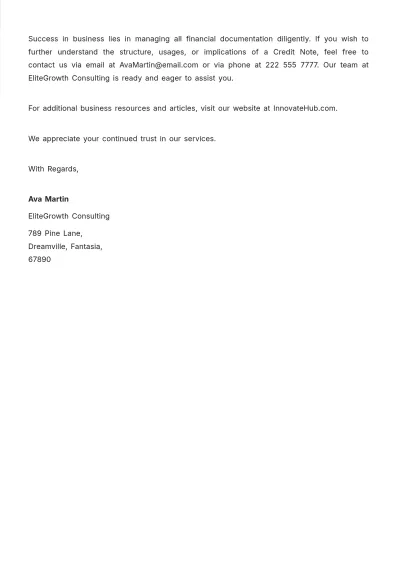 Free Formal Credit Note Template to Edit Online