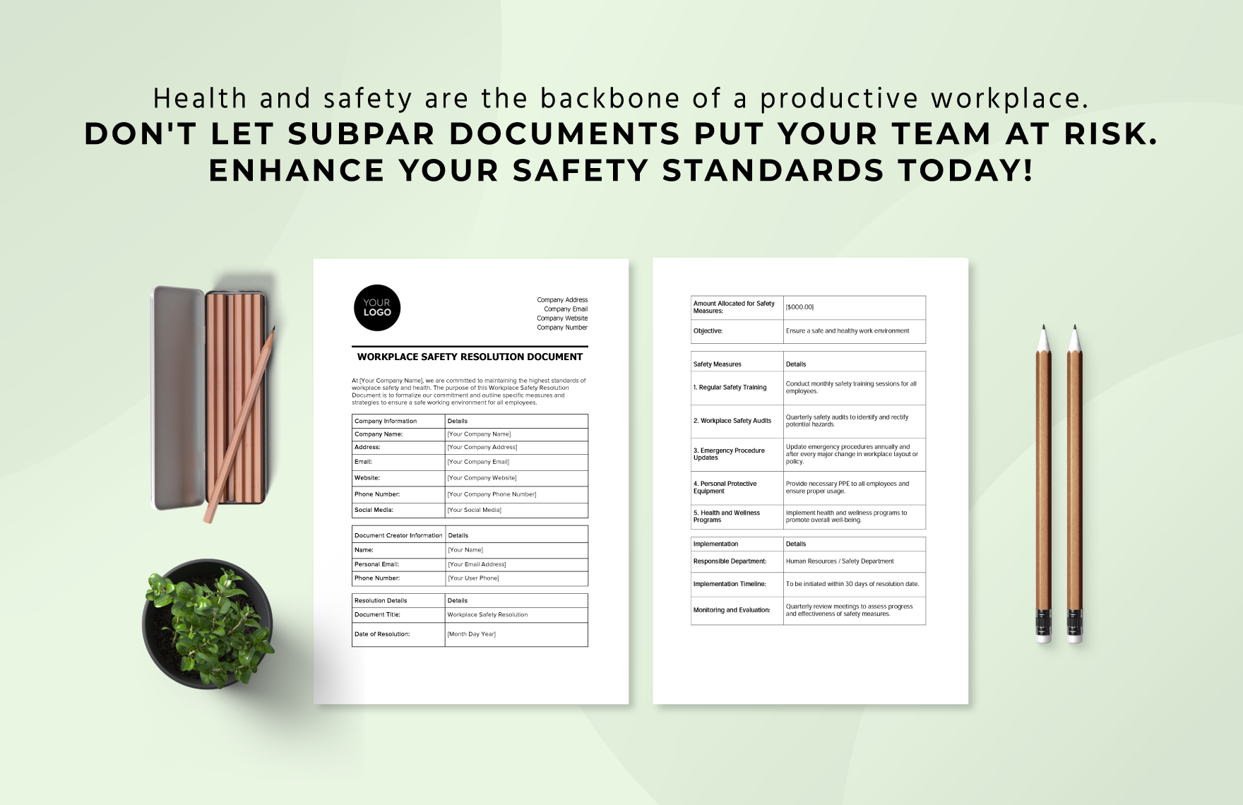 Workplace Safety Resolution Document Template