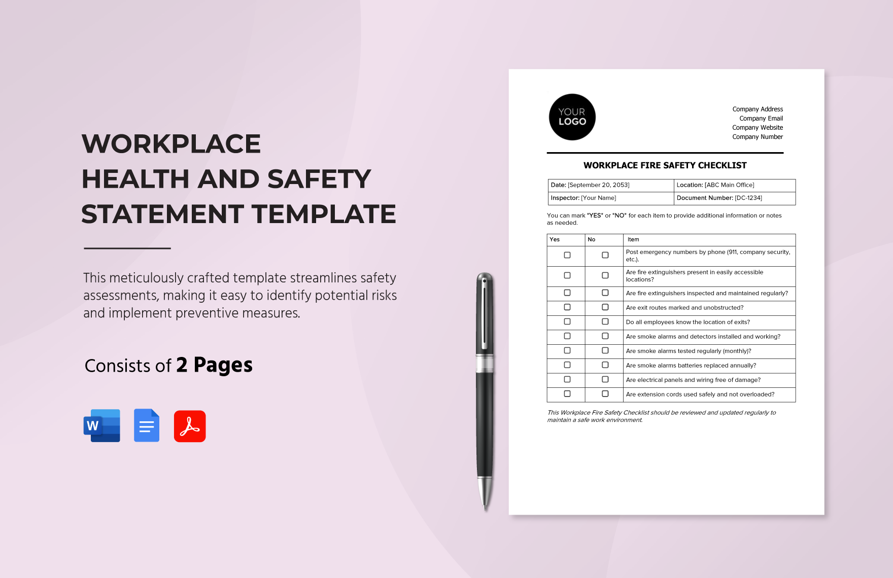 Workplace Health and Safety Statement Template