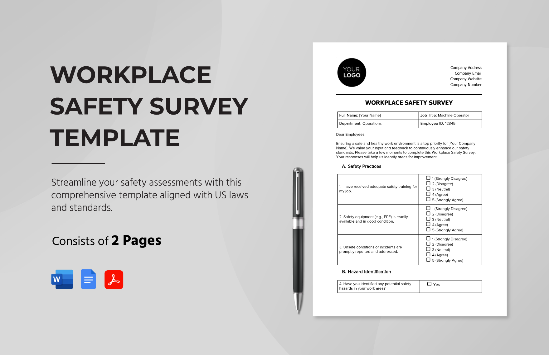 Workplace Safety Survey Template