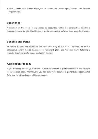 Free Construction Accounting Manager Job Description Template to Edit Online