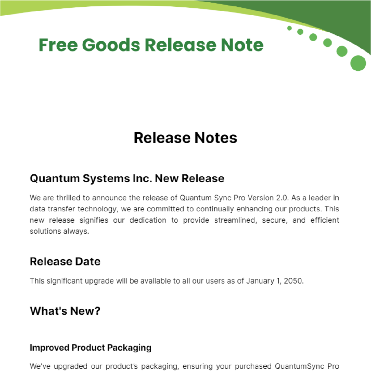 Goods Release Note Template