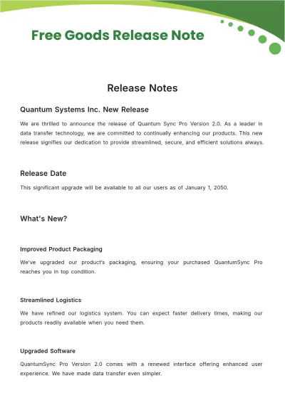 Free Goods Release Note Template to Edit Online