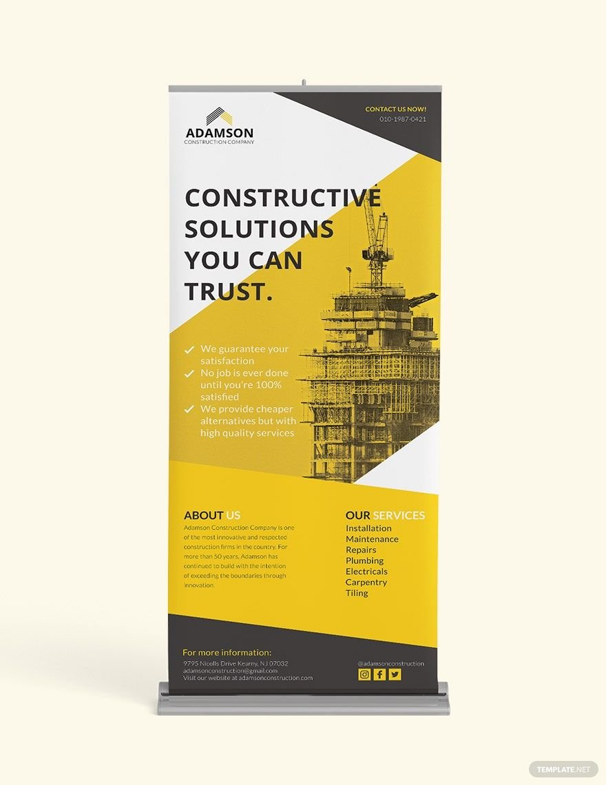 Construction Roll Up Banner Template
