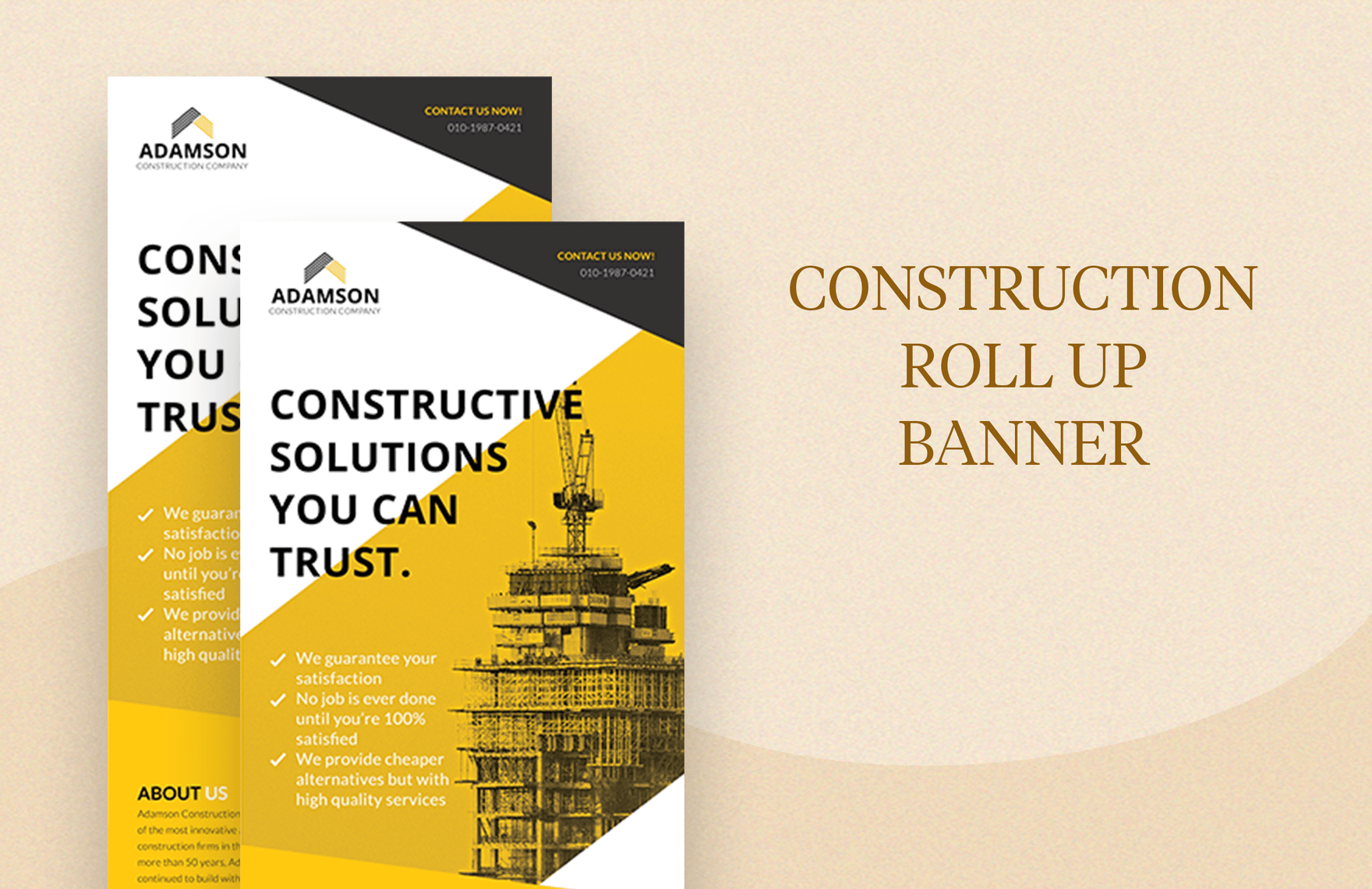 Construction Roll Up Banner Template in Illustrator, PSD, Apple Pages