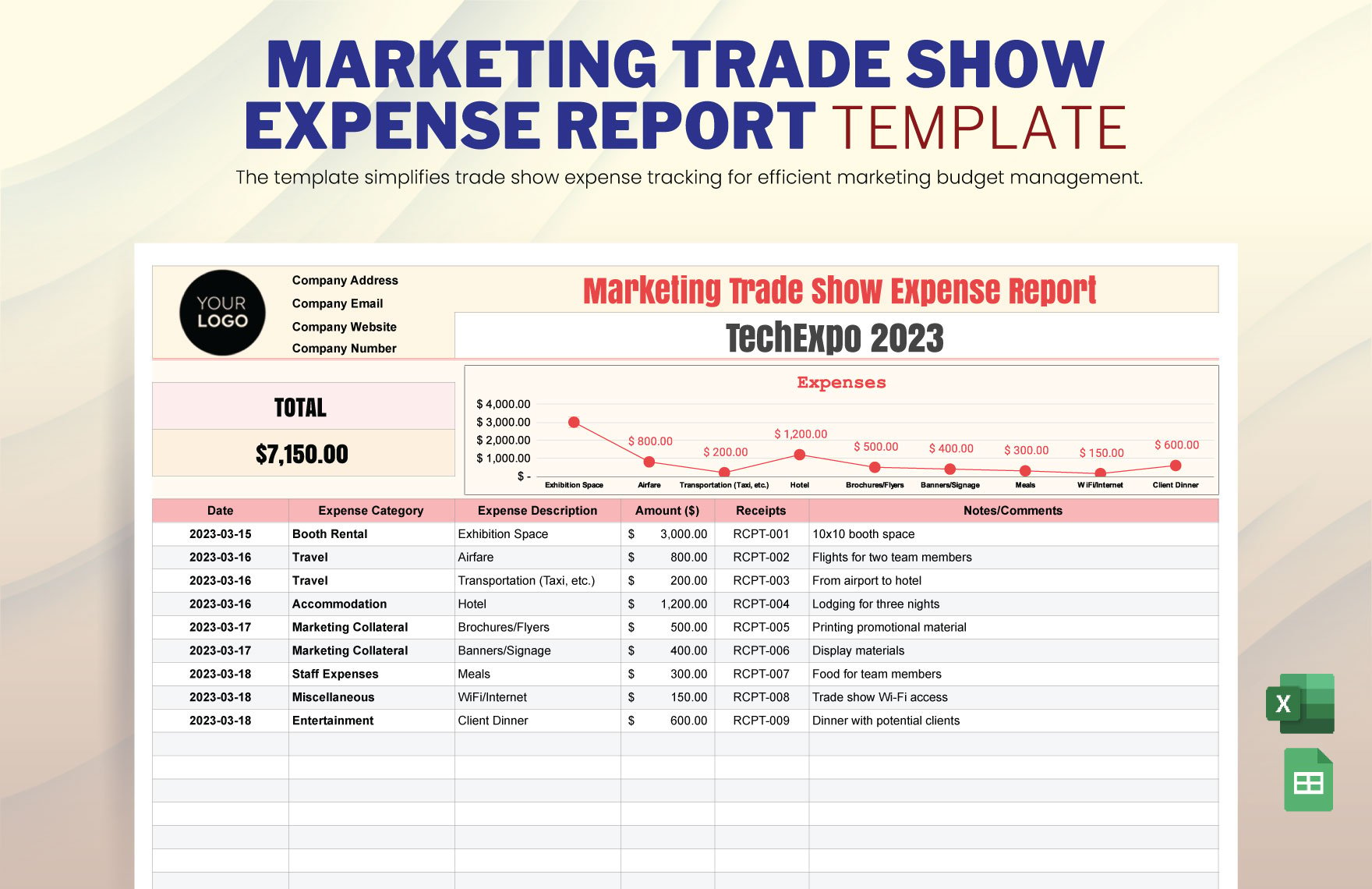 Marketing Trade Show Expense Report Template