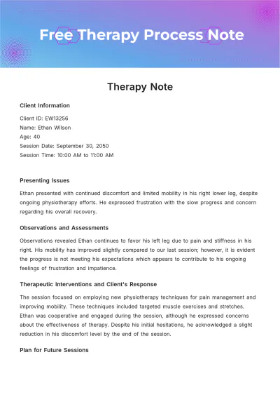 Free Therapy Process Note Template to Edit Online