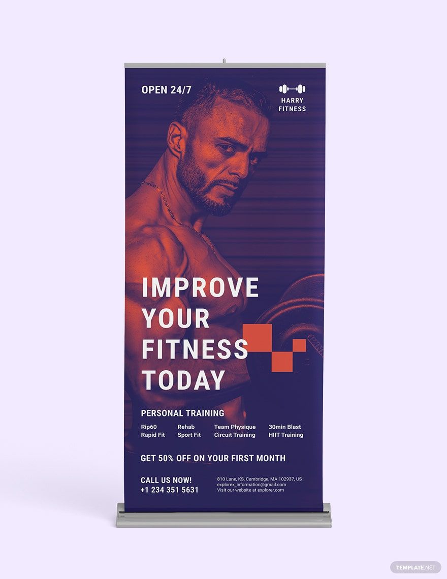 Fitness Center Roll Up Banner Template