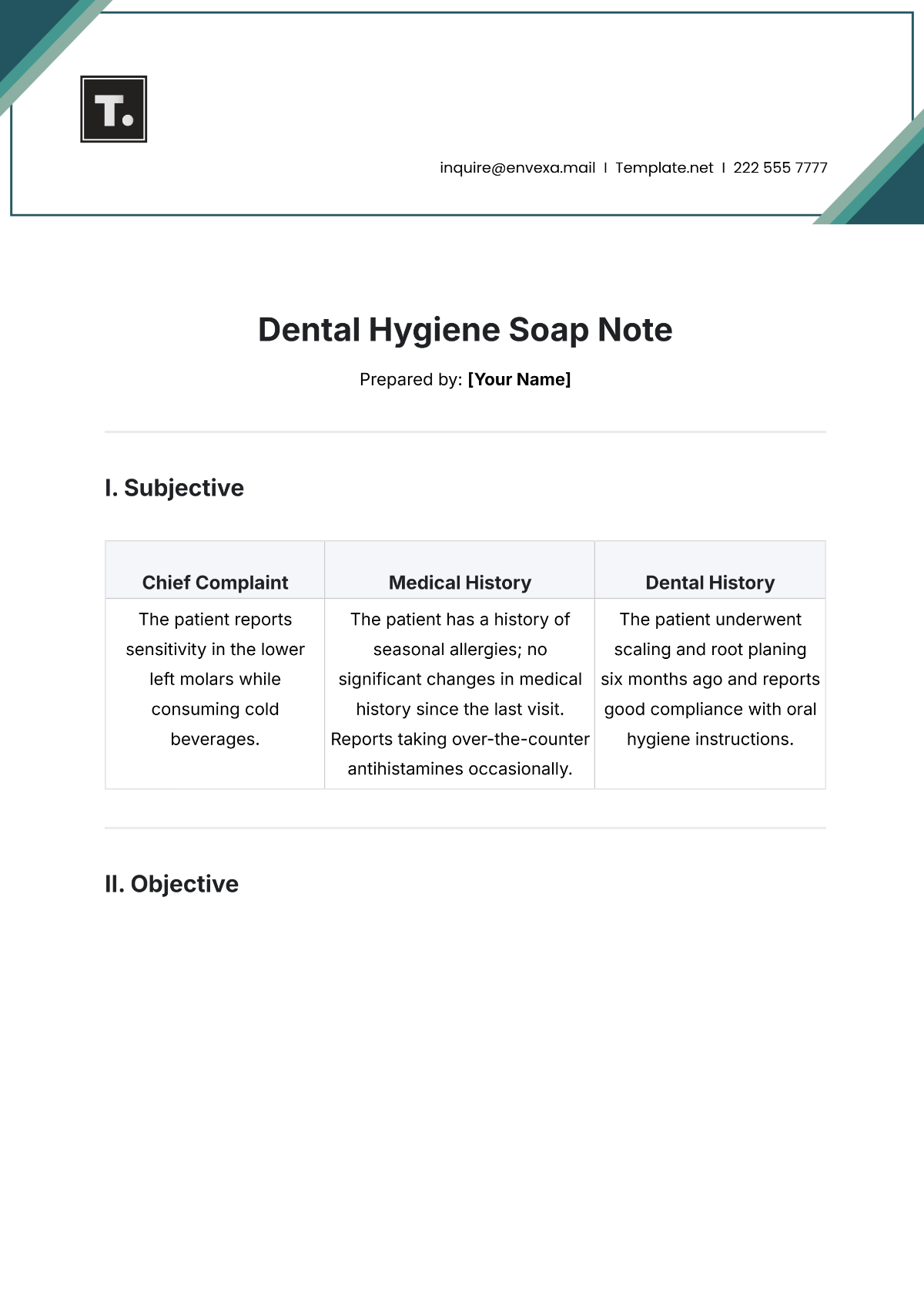 Dental Hygiene Soap Note Template - Edit Online & Download