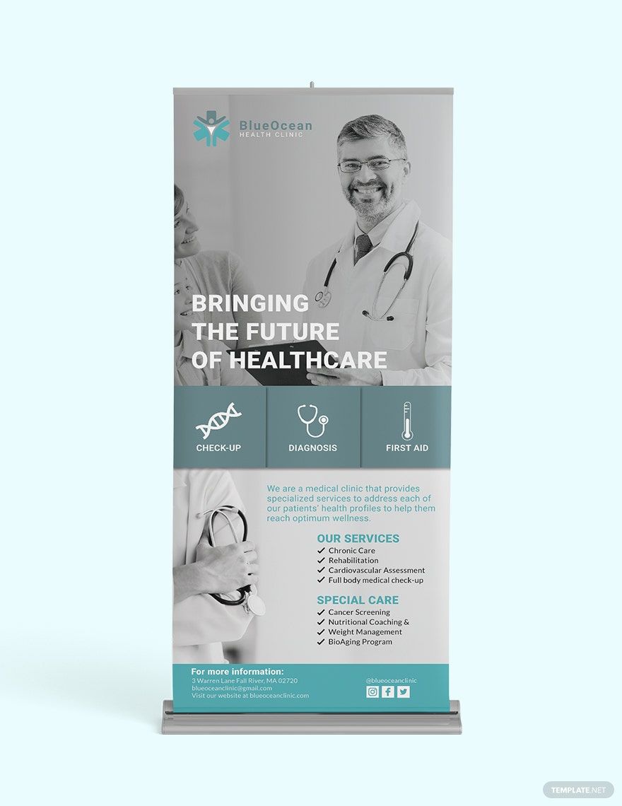 Health Clinic Roll Up Banner Template