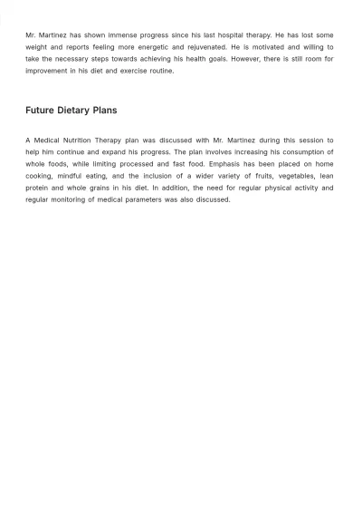 Free Medical Nutrition Therapy Note Template to Edit Online