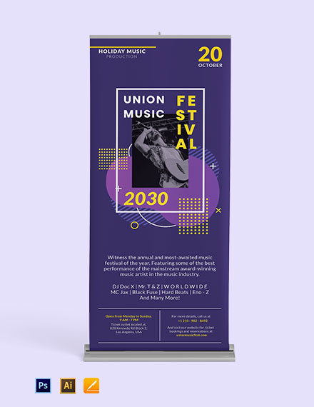 Music Party Roll Up Banner Template