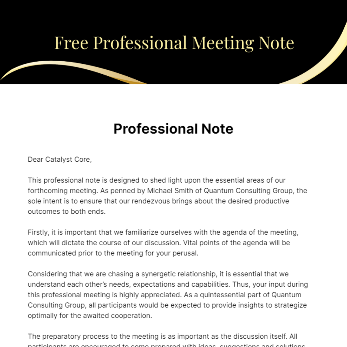 Professional Meeting Note Template