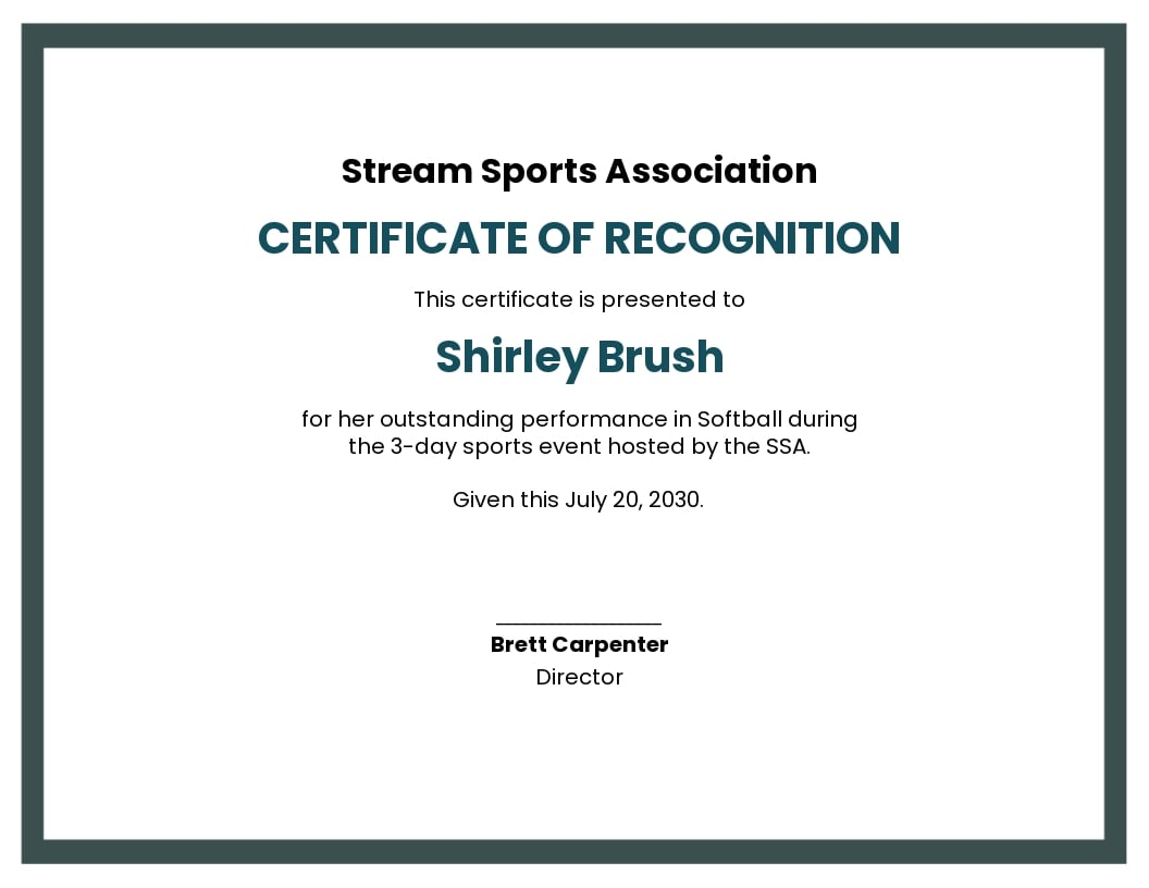 Simple Sports Certificate Template - Google Docs, Word  Template.net In Free Softball Certificate Templates