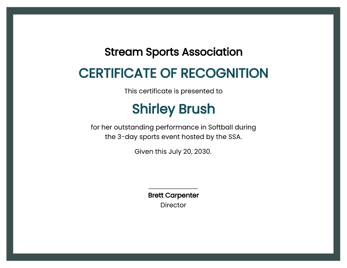 Simple Sports Certificate Template