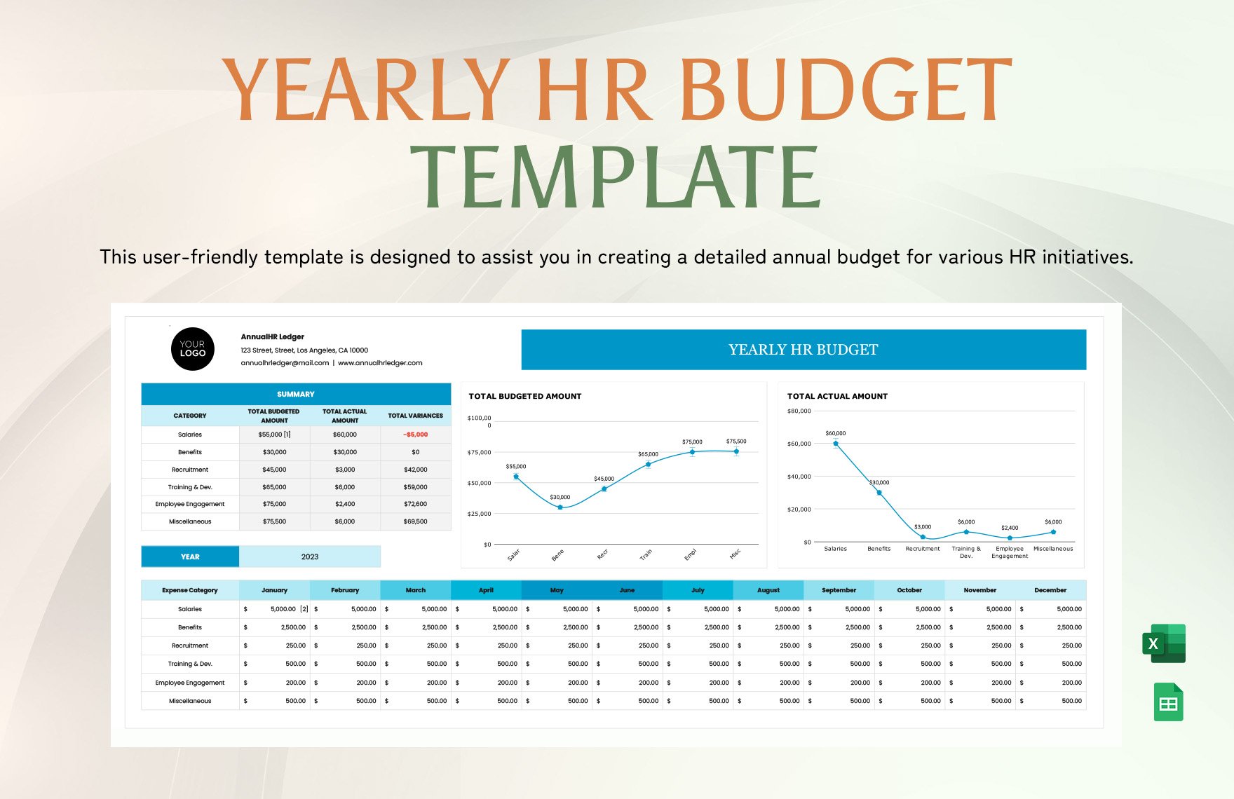 Yearly HR Budget Template