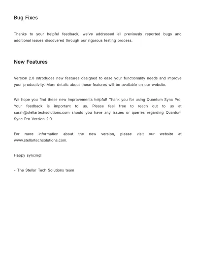 Free Version Release Note Template to Edit Online