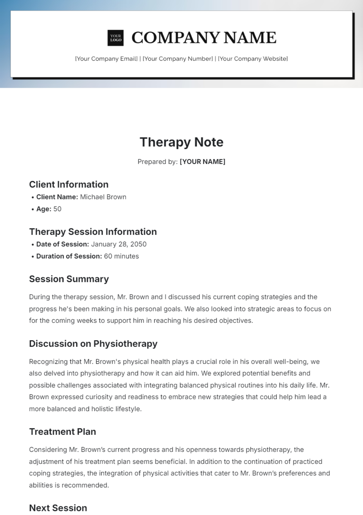 Therapy Client Note Template - Edit Online & Download