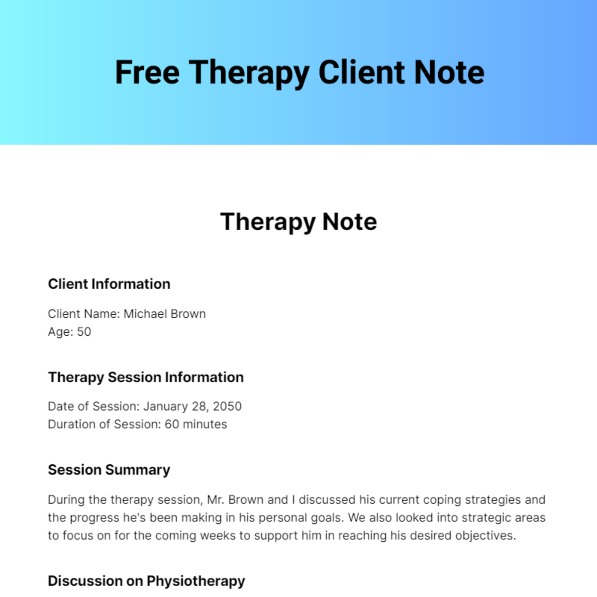 Therapy Client Note Template