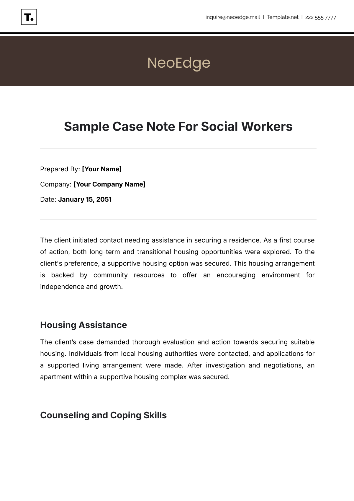 Free Sample Case Note For Social Workers Template