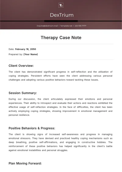 Free Therapy Case Note Template to Edit Online