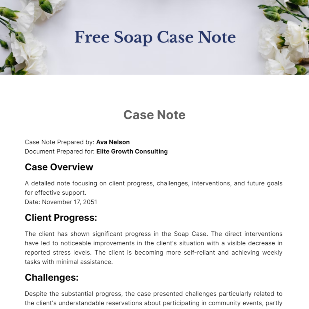 Free Soap Case Note Template