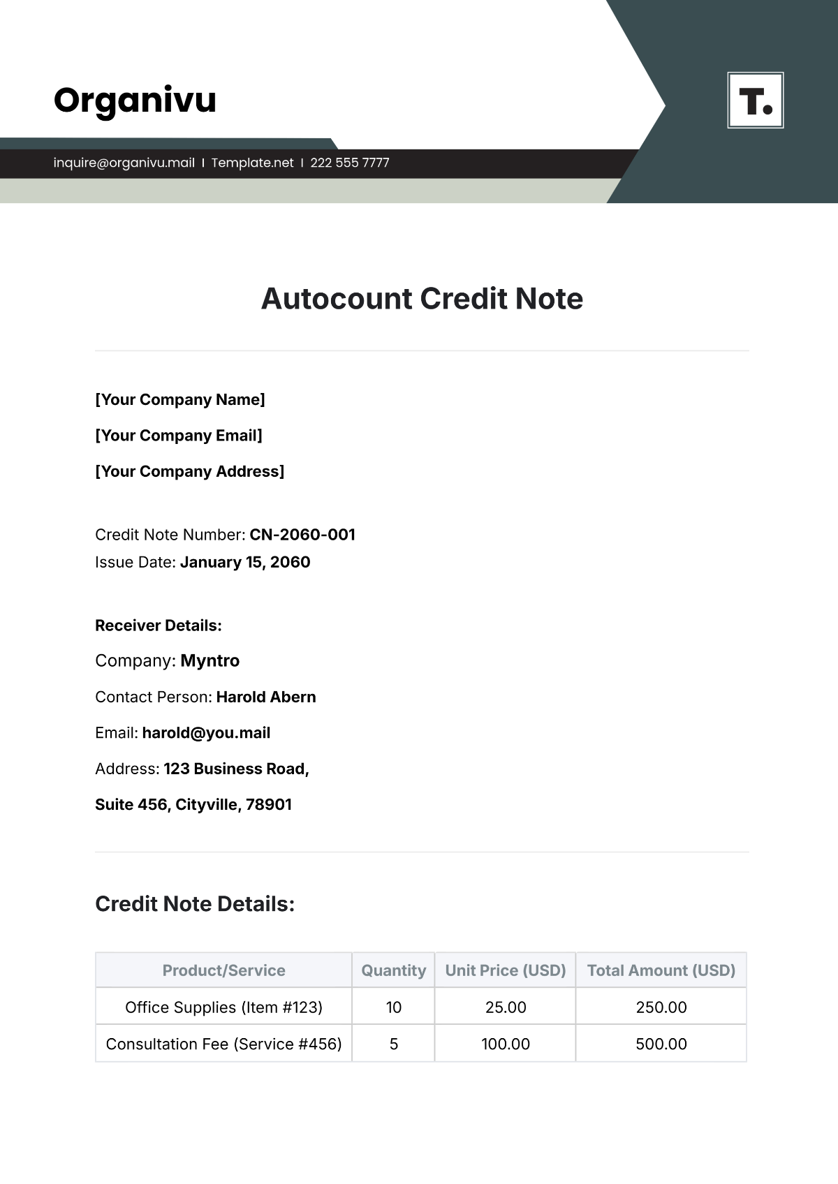 Autocount Credit Note Template - Edit Online & Download