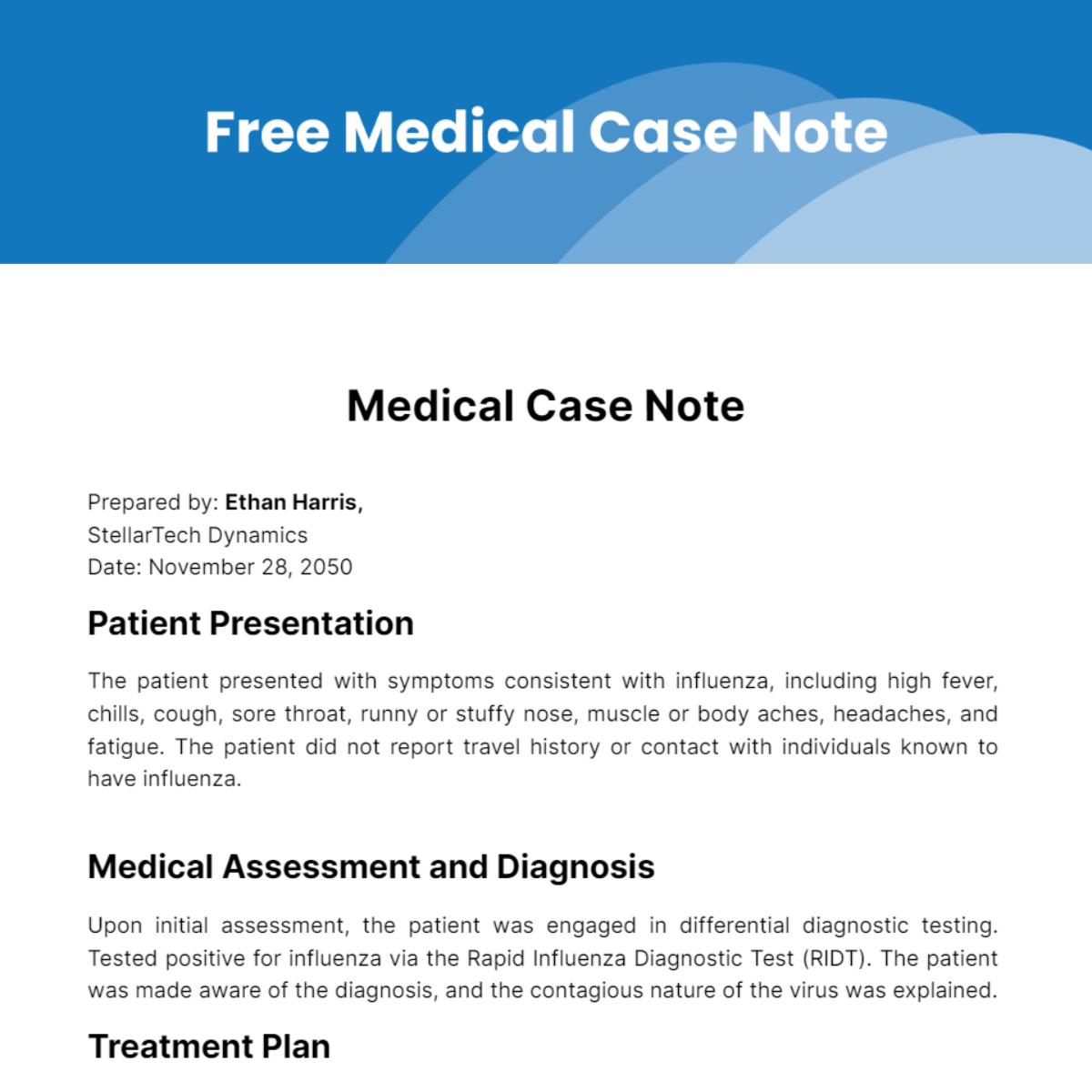 Free Medical Case Note Template