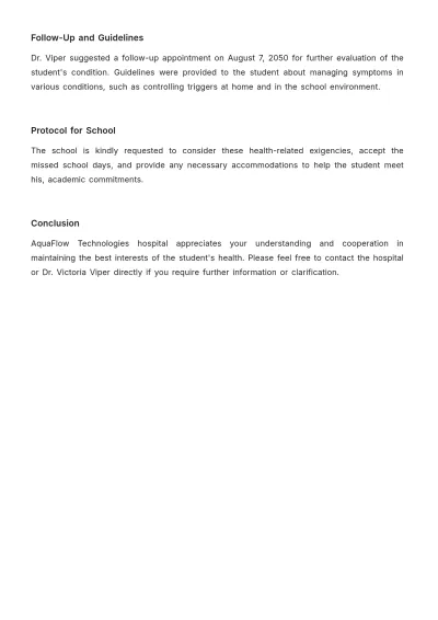 Free Hospital Note for School Template to Edit Online
