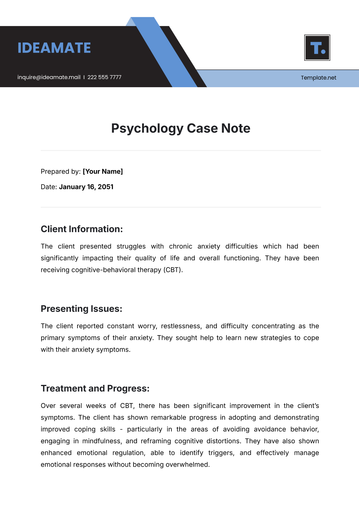 Free Psychology Case Note Template