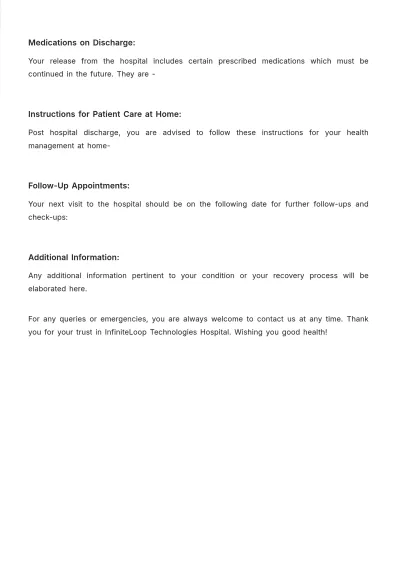 Free Discharge from Hospital Note Template to Edit Online
