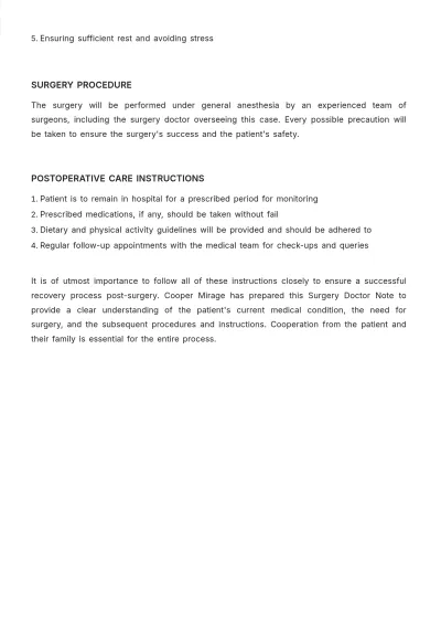 Free Surgery Doctor Note Template to Edit Online