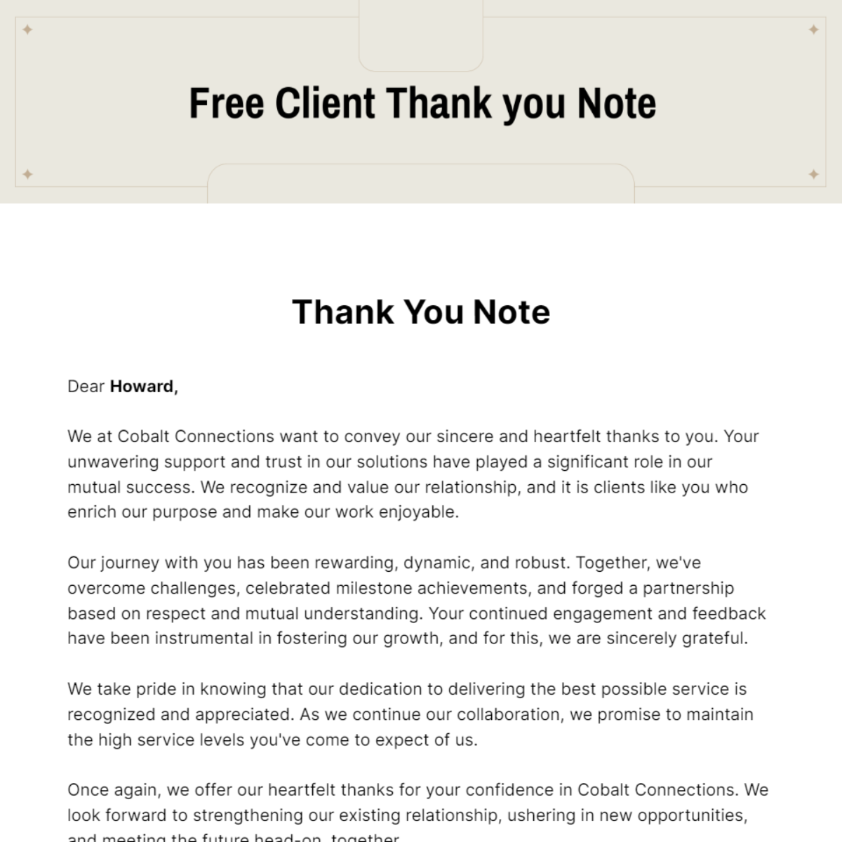 Client Thank you Note Template