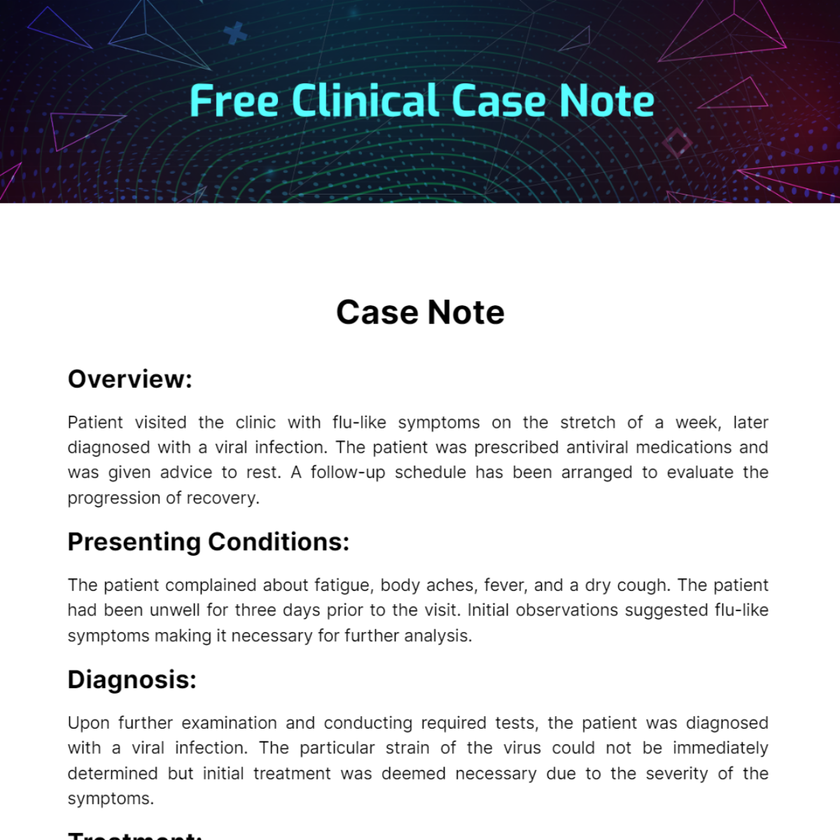 Free Clinical Case Note Template