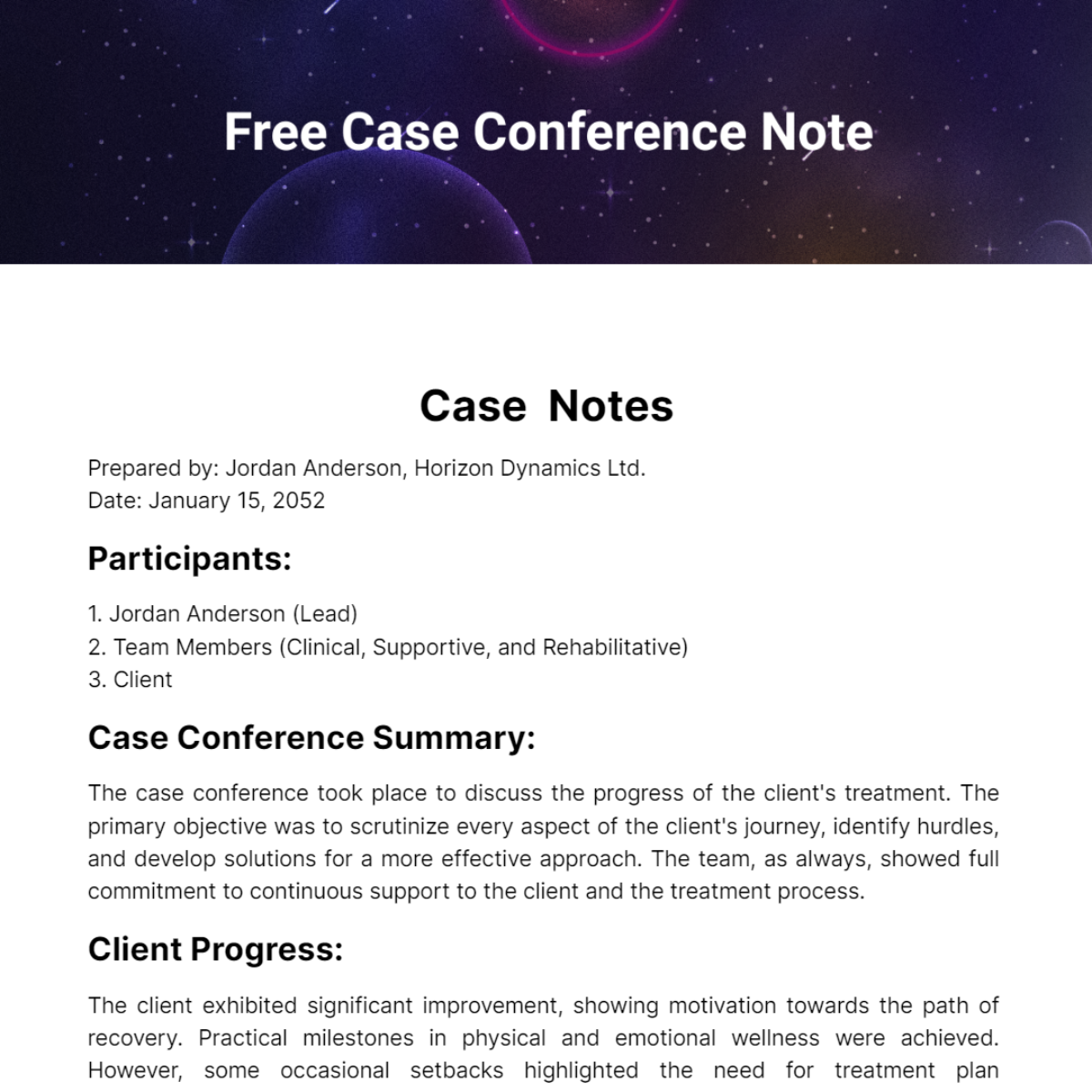 Case Conference Note Template Edit Online Download Example 