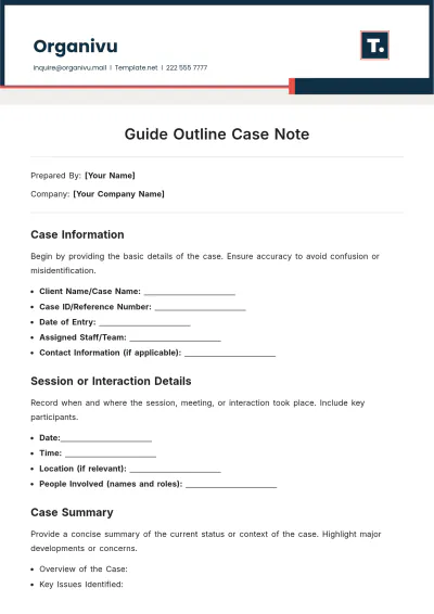 Free Guide Outline Case Note Template to Edit Online